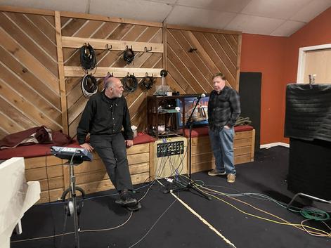 Pianist Jeremy Kahn and guitarist Dan McIntyre at Lamphere's recording date Oct 18 2022